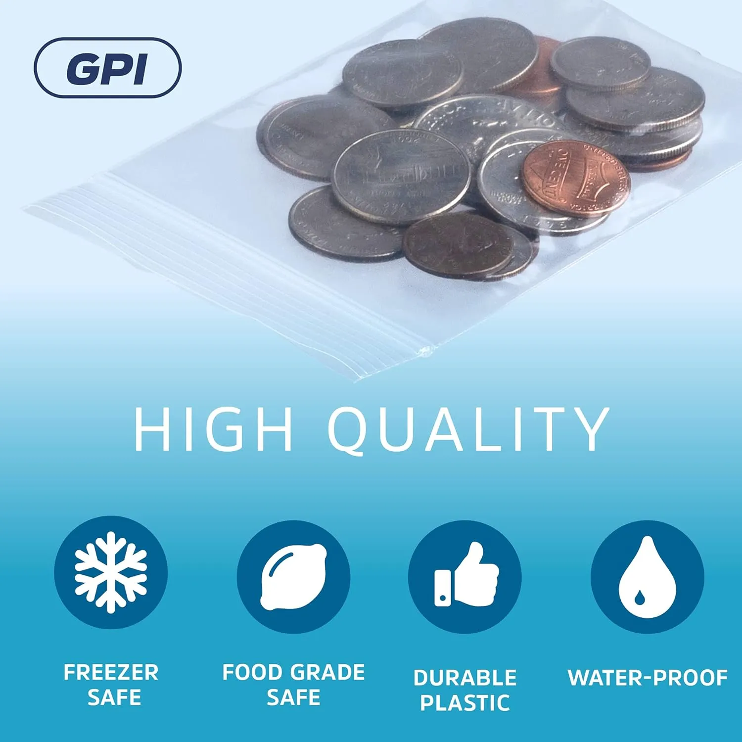 Clear Plastic Reusable Zip Bags - Bulk GPI Case of 1000 3" x 4" 2 mil Thick Strong & Durable Poly Baggies with Resealable Zip Top Lock for Travel, Storage, Packaging & Shipping.