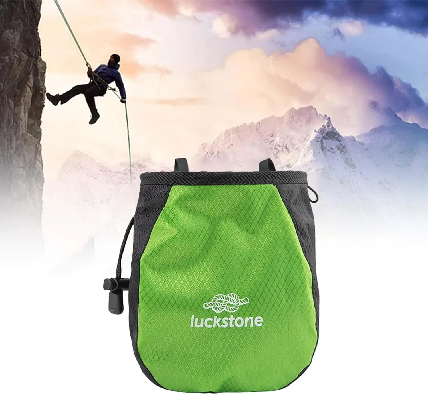 Climbing Chalk Bag Storage Pouch Adjustable Waist Belt Wrist Bush Gym Packaging Chalk Carrier Bag for Gymnastics Fitness Workout Deadlifting
