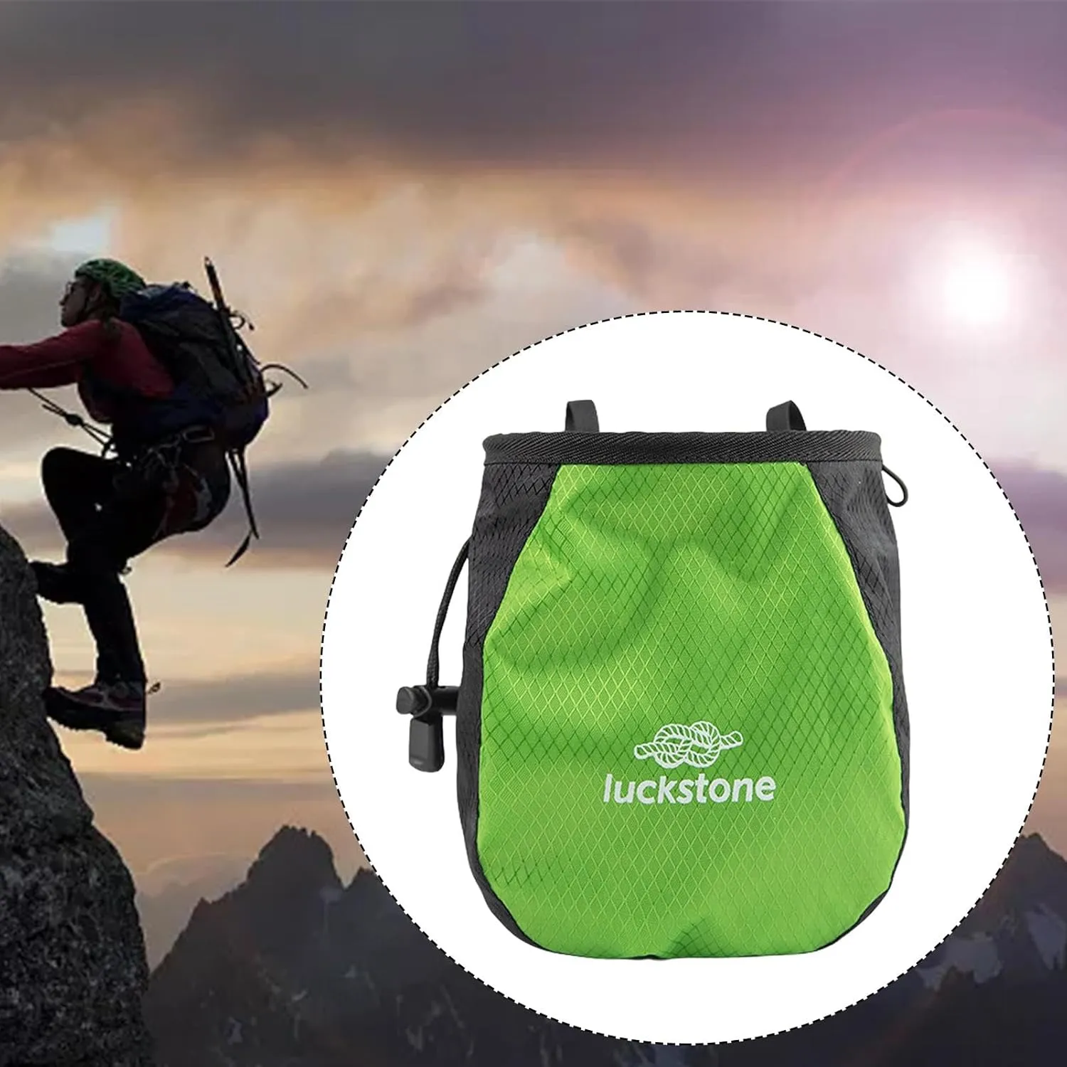 Climbing Chalk Bag Storage Pouch Adjustable Waist Belt Wrist Bush Gym Packaging Chalk Carrier Bag for Gymnastics Fitness Workout Deadlifting