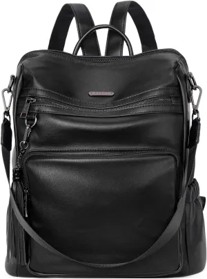 CLUCI Backpack Purse for Women Black Backpack Leather Large Travel Fashion Designer Convertible Ladies Work Bags