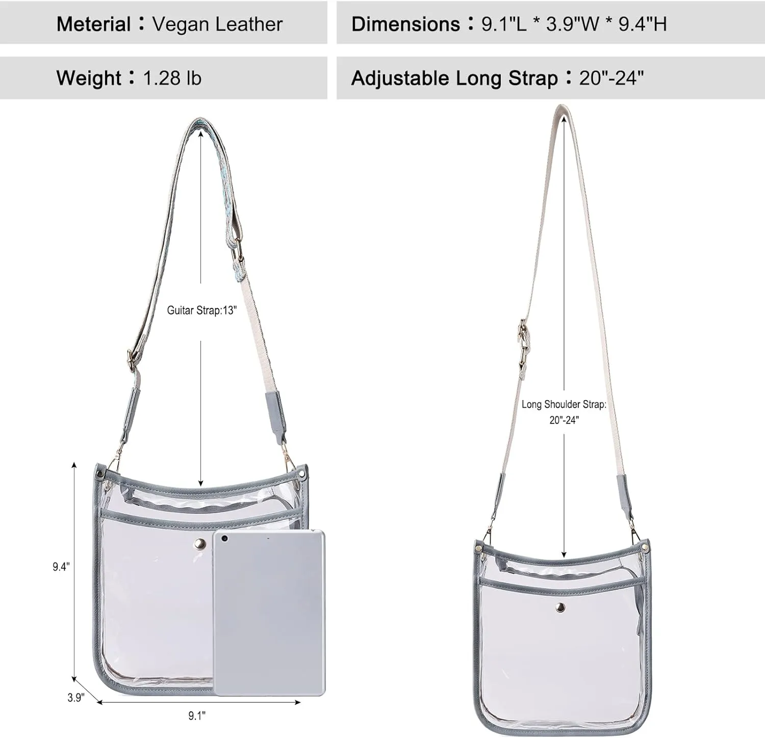 CLUCI Clear Purse,Clear Bag For Stadium Events,Stadium Approved Crossbody Bag Purses for Women with Adjustable Strap