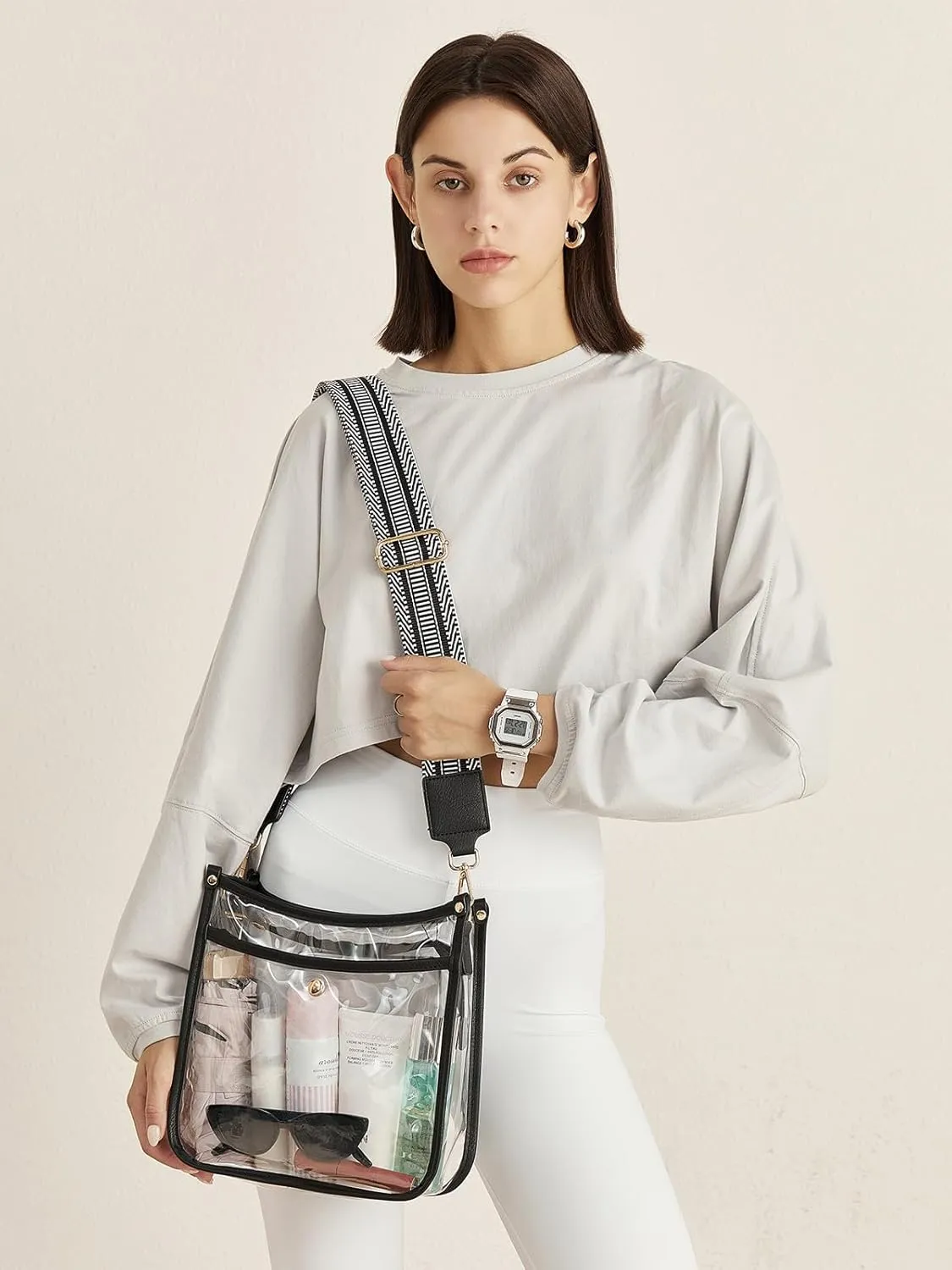 CLUCI Clear Purse,Clear Bag For Stadium Events,Stadium Approved Crossbody Bag Purses for Women with Adjustable Strap