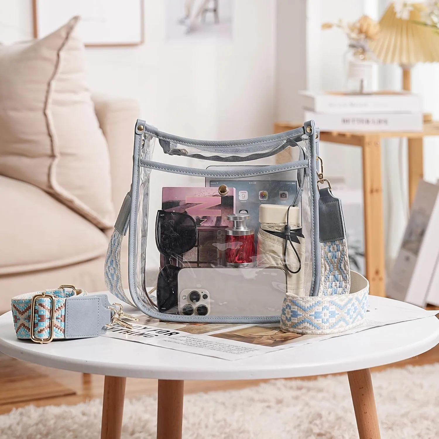 CLUCI Clear Purse,Clear Bag For Stadium Events,Stadium Approved Crossbody Bag Purses for Women with Adjustable Strap