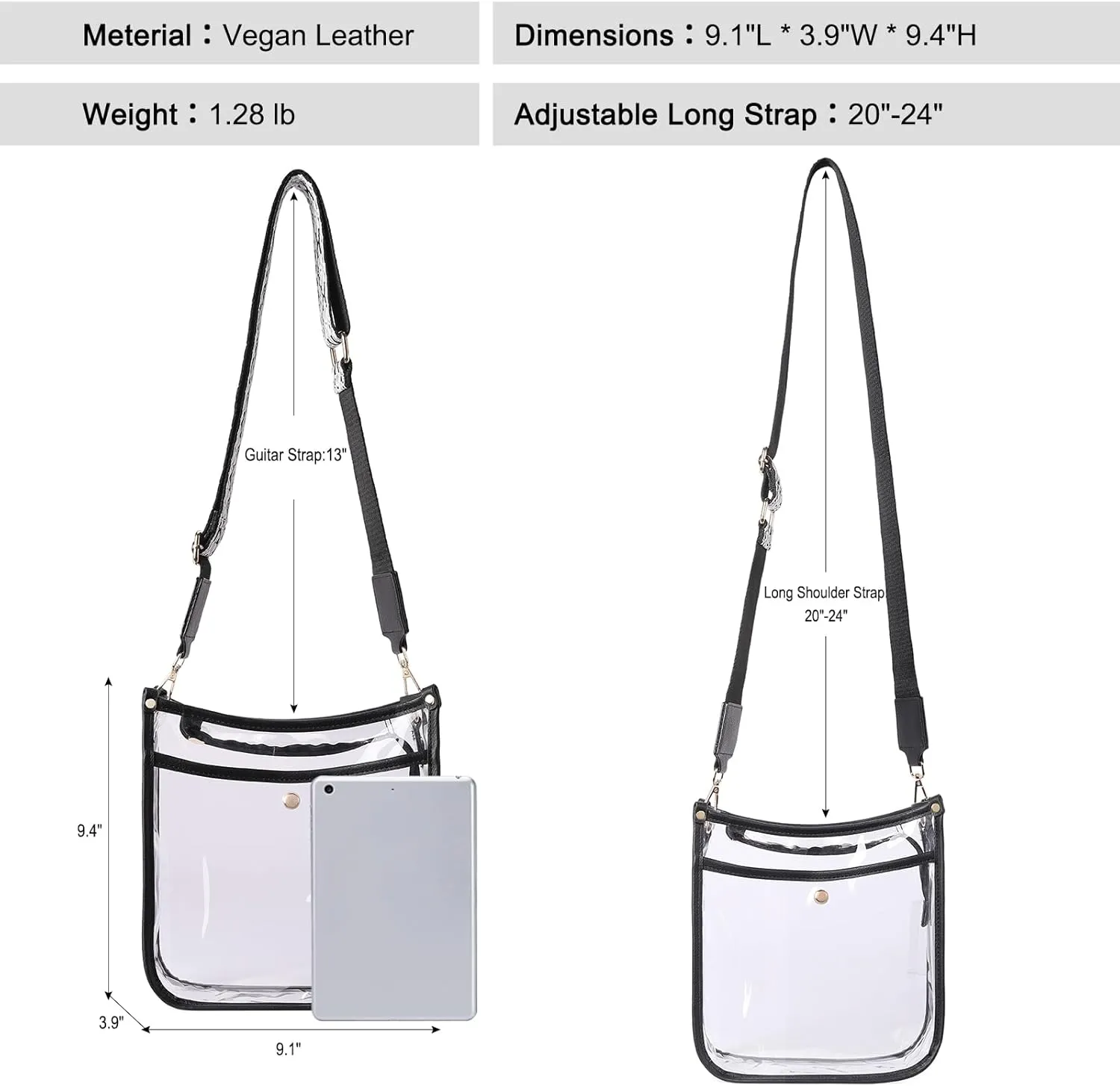 CLUCI Clear Purse,Clear Bag For Stadium Events,Stadium Approved Crossbody Bag Purses for Women with Adjustable Strap