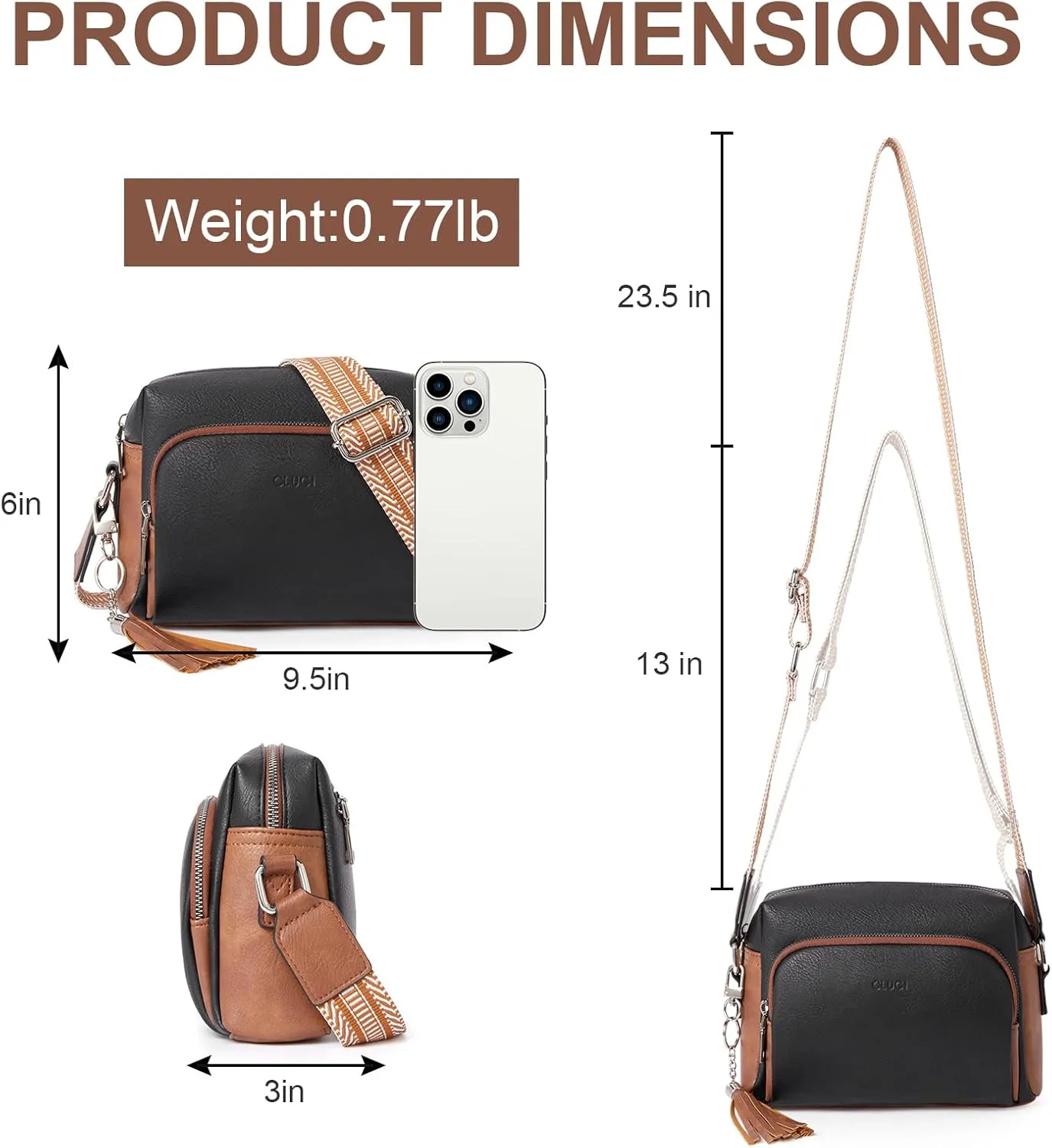 CLUCI Crossbody Bags for Women, Vegan Leather Shoulder Handbags，Purses for Women with Adjustable Wide Strap