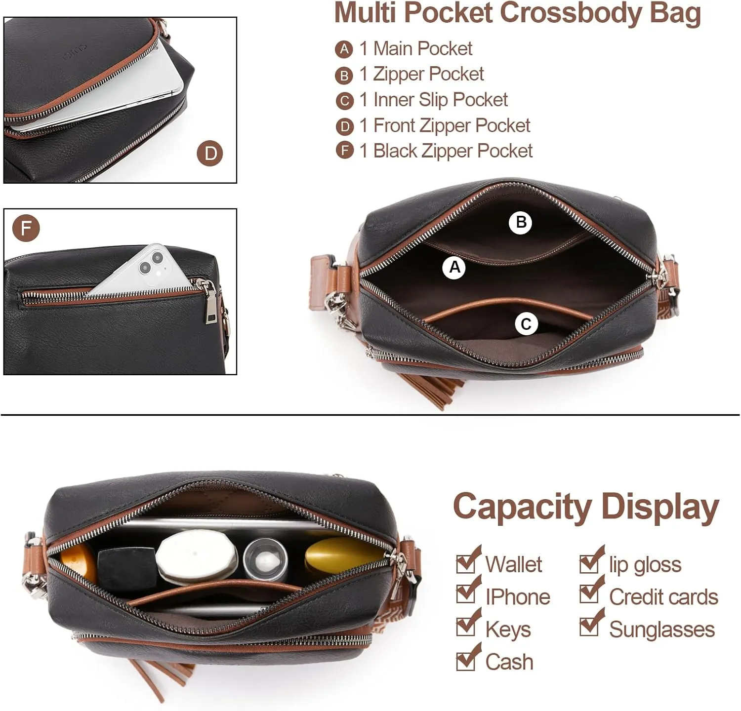 CLUCI Crossbody Bags for Women, Vegan Leather Shoulder Handbags，Purses for Women with Adjustable Wide Strap