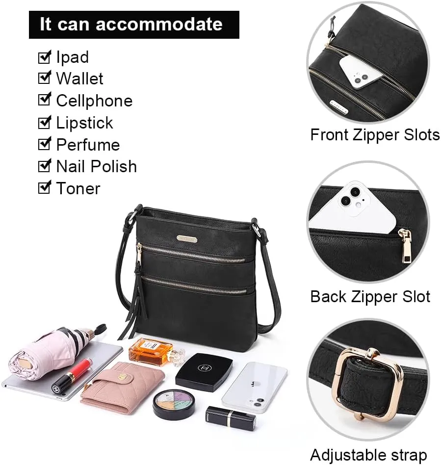 CLUCI Crossbody Purses for Women, Medium Size Zipper Pocket Adjustable Strap, Soft Leather Women's Shoulder Handbags