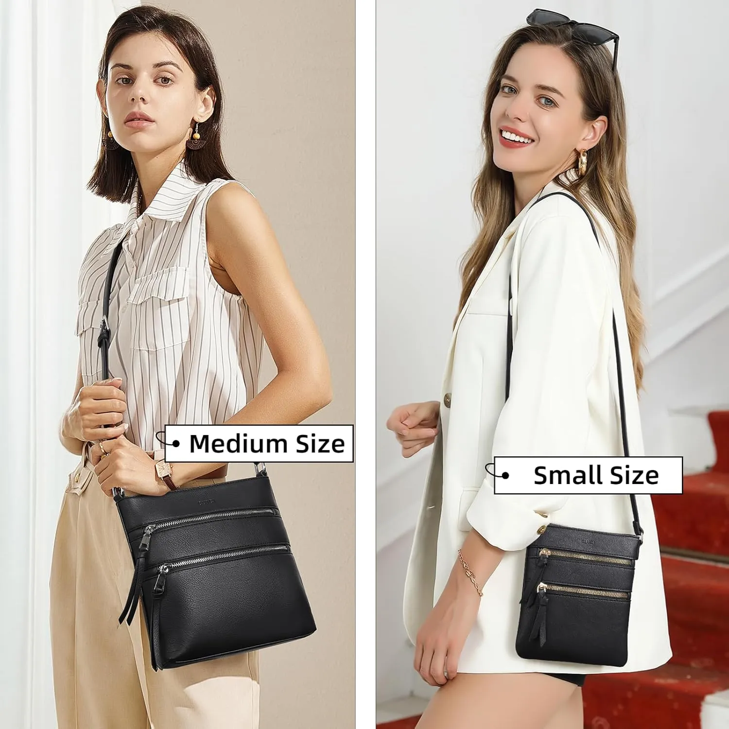 CLUCI Crossbody Purses for Women, Medium Size Zipper Pocket Adjustable Strap, Soft Leather Women's Shoulder Handbags