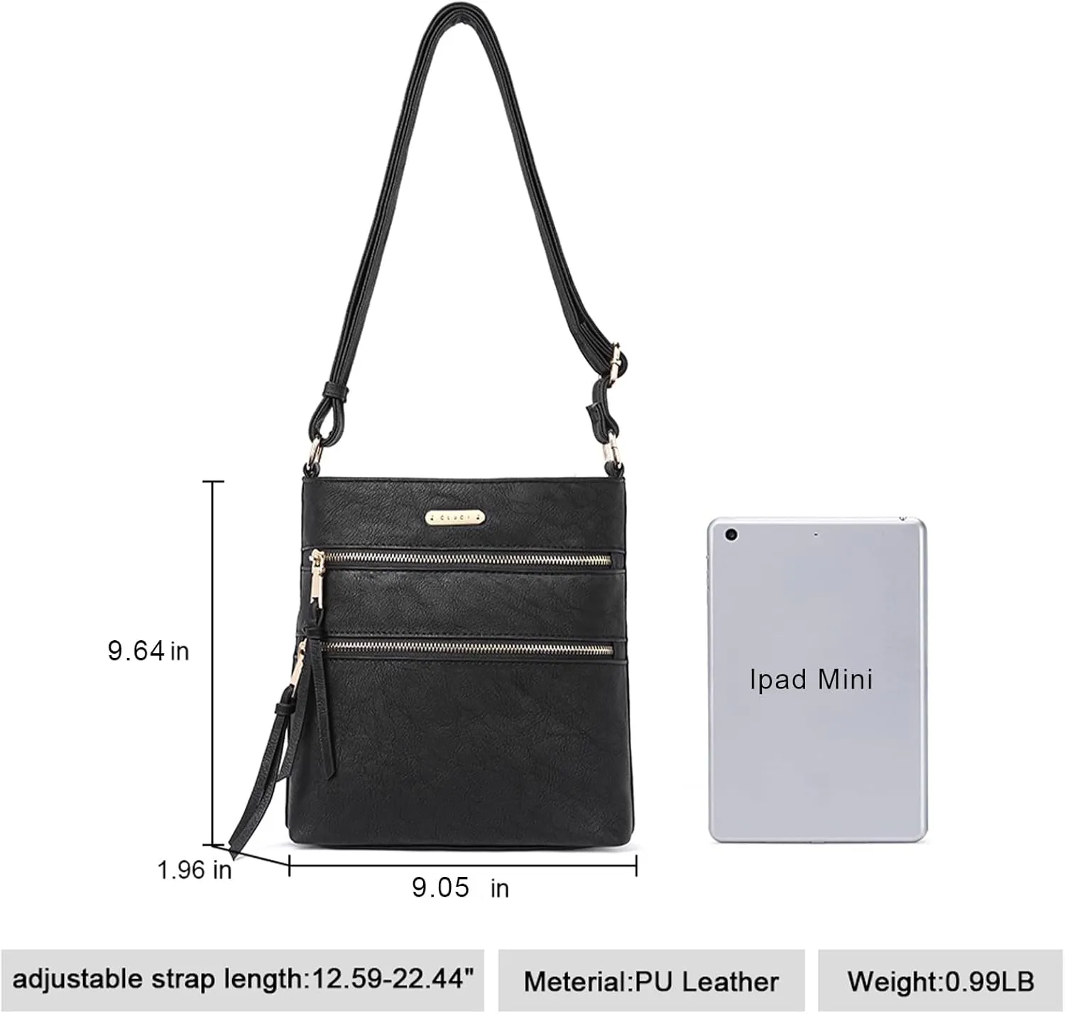 CLUCI Crossbody Purses for Women, Medium Size Zipper Pocket Adjustable Strap, Soft Leather Women's Shoulder Handbags