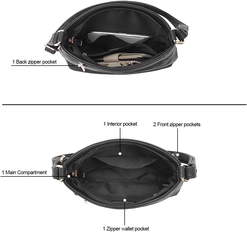 CLUCI Crossbody Purses for Women, Medium Size Zipper Pocket Adjustable Strap, Soft Leather Women's Shoulder Handbags