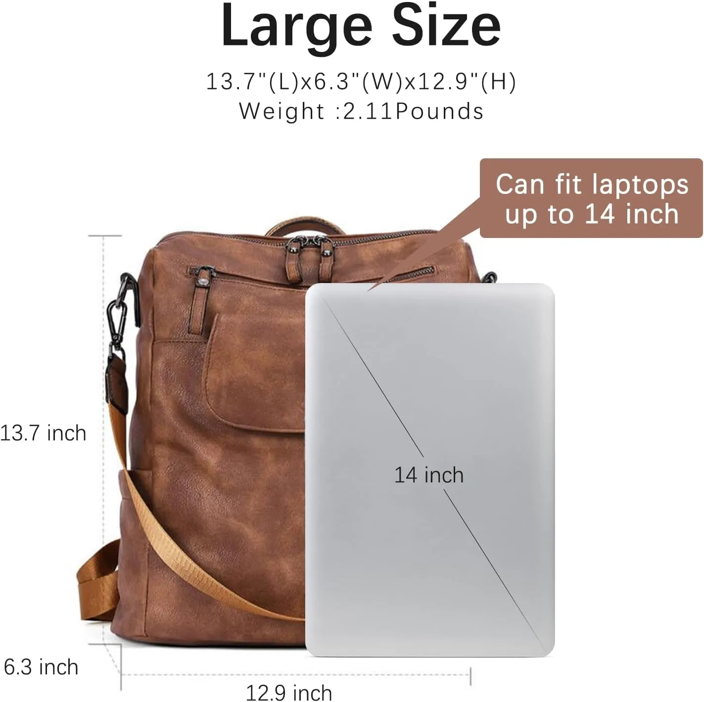 CLUCI Leather Backpack Purse for Women, Large Fashion Convertible Anti-theft, Travel Backpack Purses