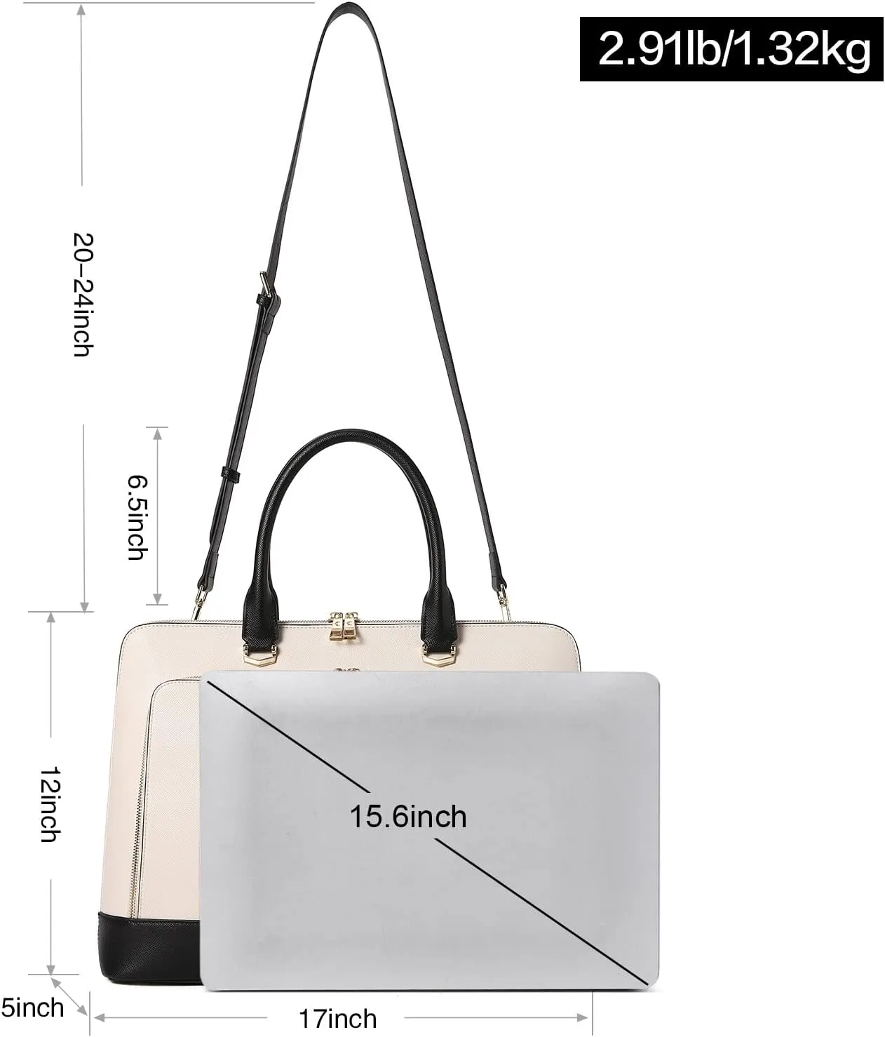 CLUCI Leather Briefcase for Women 15.6 Inch Laptop Business Computer Ladies Stylish Work Handbags Shoulder Bag