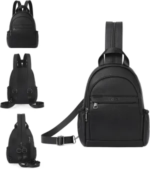 CLUCI Leather Sling Backpack for Women - Small Convertible Crossbody Bag for Travel