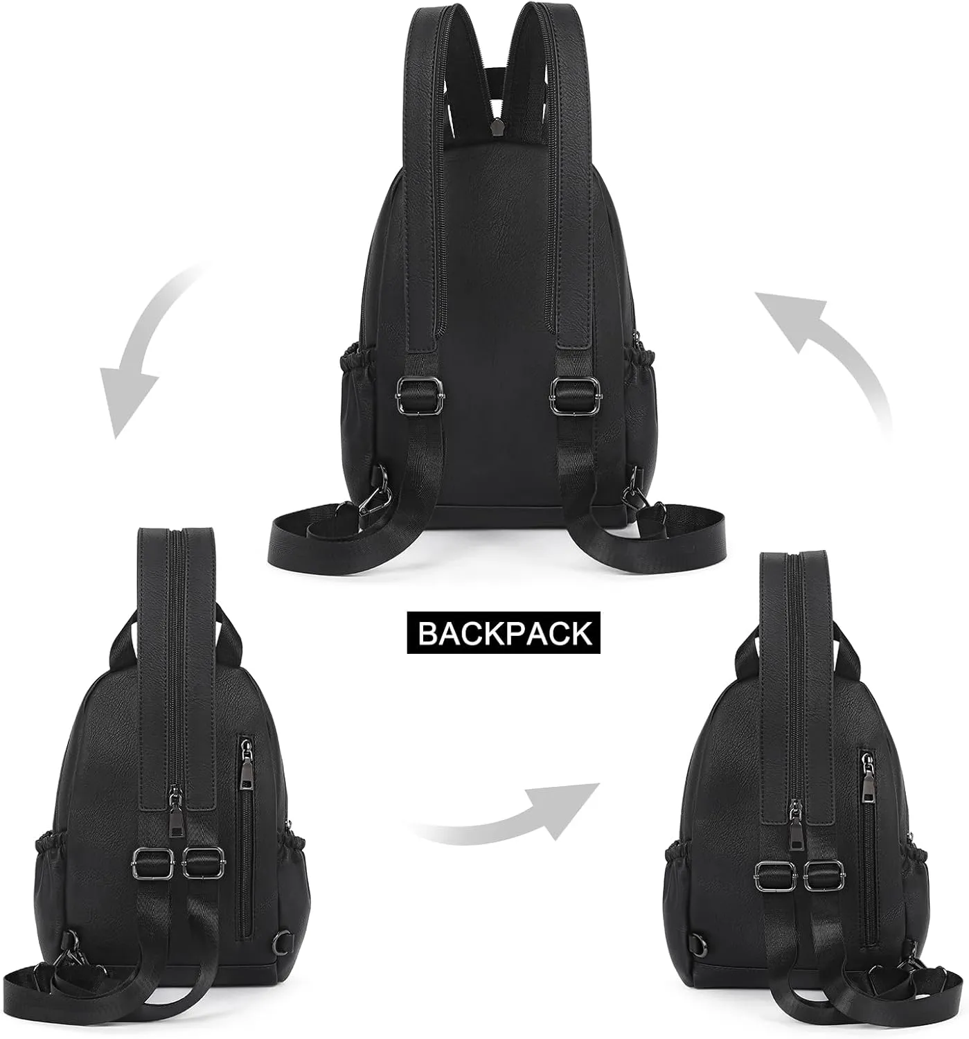 CLUCI Leather Sling Backpack for Women - Small Convertible Crossbody Bag for Travel