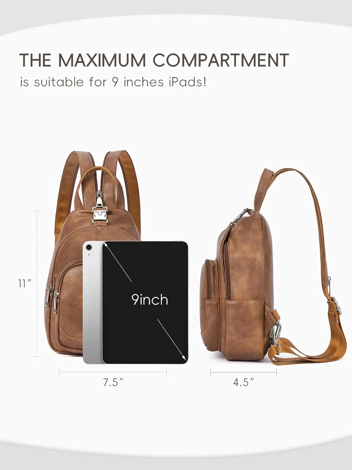 CLUCI Leather Sling Backpack for Women - Small Convertible Crossbody Bag for Travel