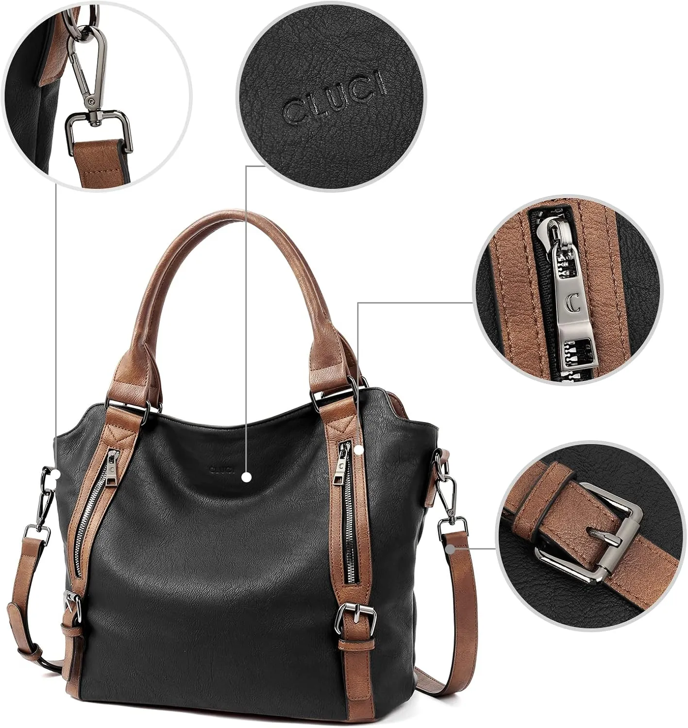 CLUCI Purses for Women Vegan Leather Handbags Tote Purse Shoulder Bag Large Ladies Hobo Bags
