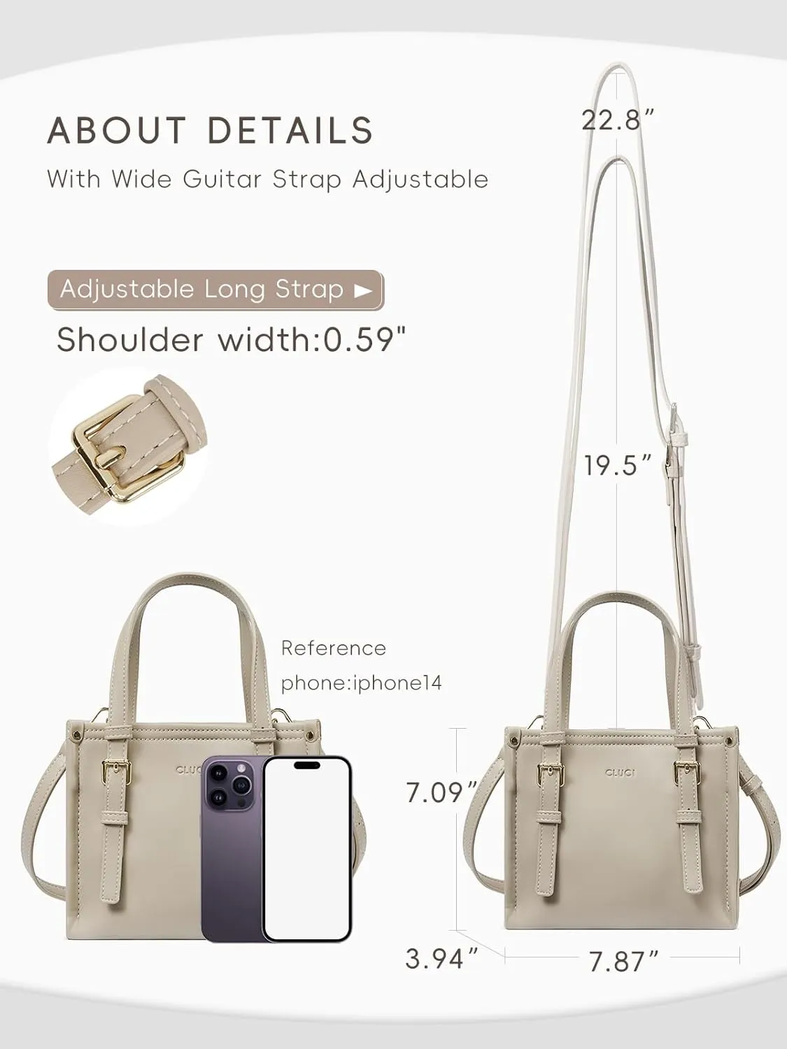 CLUCI Tote Bag for Women, Purse with Adjustable Shoulder Strap, Vegan Leather Small Shoulder Handbag