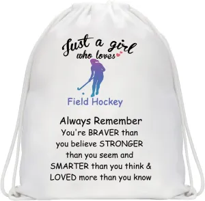 CMNIM Field Hockey Gifts for Girl Just a Girl Who Loves Field Hockey Player Gifts Field Hockey Makeup Bags Cosmetic Travel Bags Inspirational Gifts (Field Hockey Drawstring Bag)