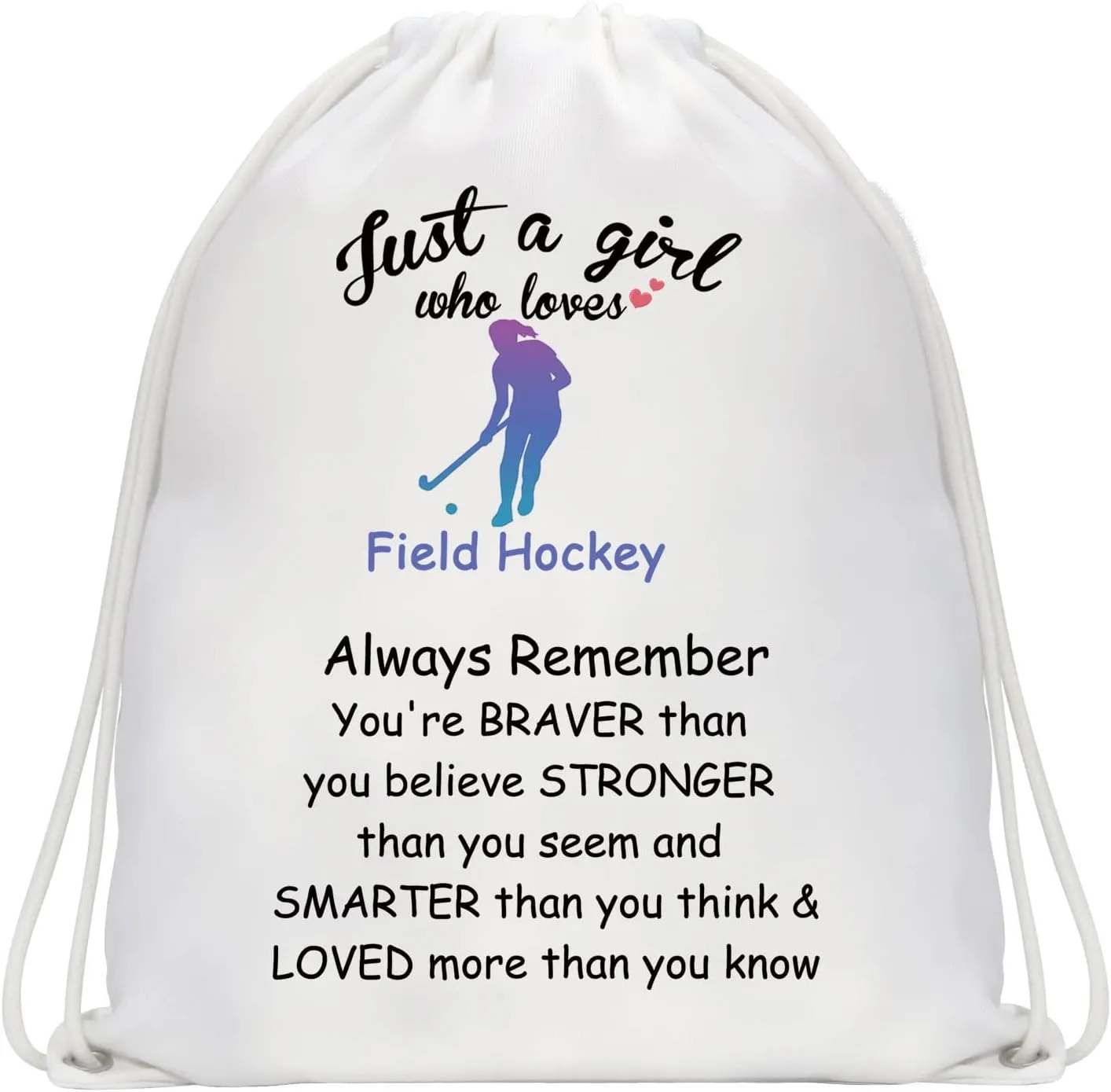 CMNIM Field Hockey Gifts for Girl Just a Girl Who Loves Field Hockey Player Gifts Field Hockey Makeup Bags Cosmetic Travel Bags Inspirational Gifts (Field Hockey Drawstring Bag)