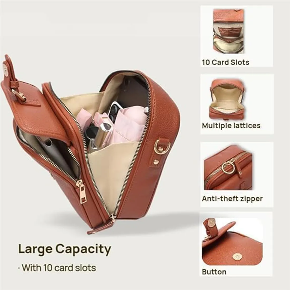 Collaboraten1 Crossbody Leather Bag, Collaborateam Crossbody Bag, Tojoyride Urvashi Anti Theft Shoulder Bags