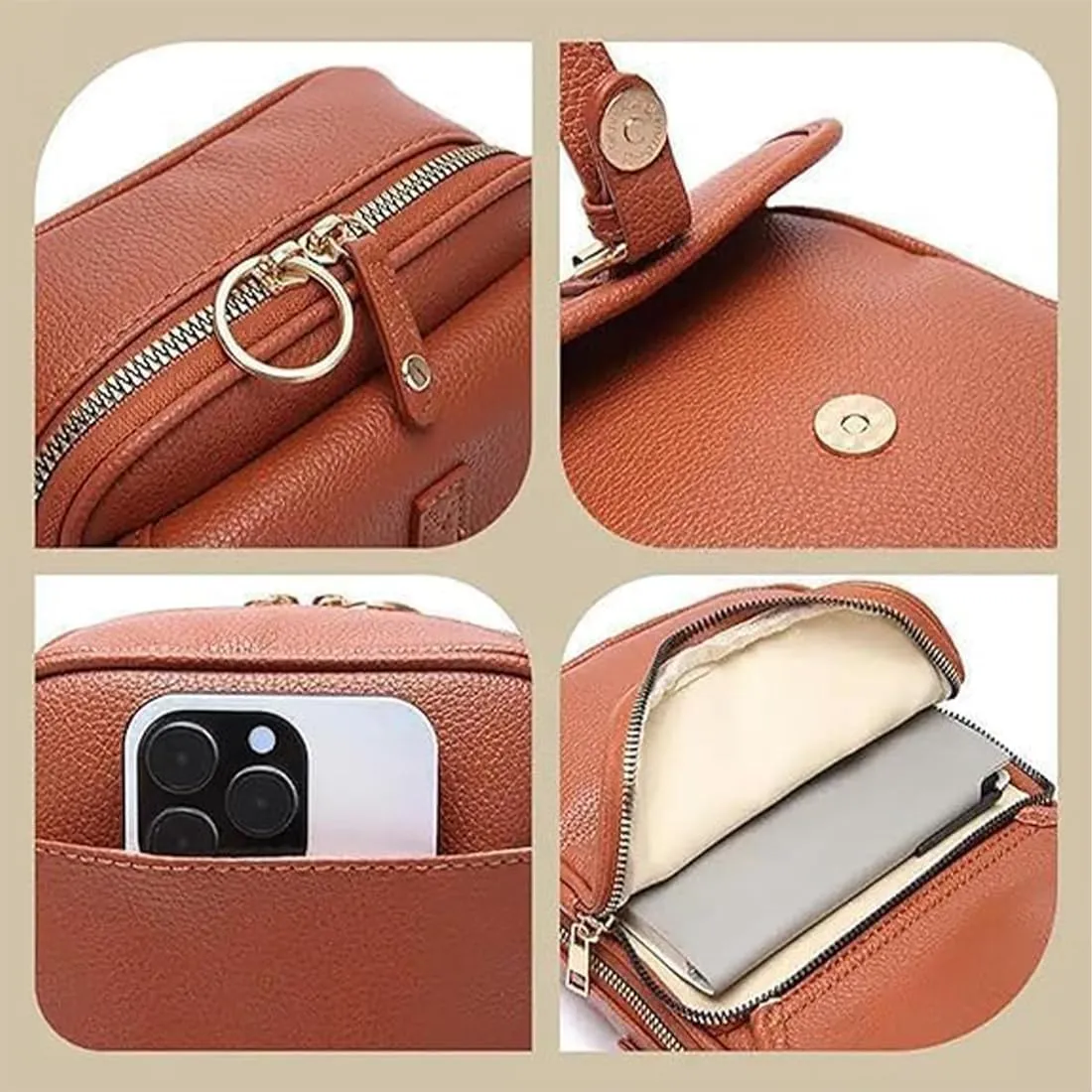 Collaboraten1 Crossbody Leather Bag, Collaborateam Crossbody Bag, Tojoyride Urvashi Anti Theft Shoulder Bags