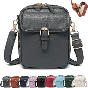 Collaboraten1 Crossbody Leather Bag, Urva-shi RFID Leather Bag, Retro Double-Layer Large Capacity Crossbody Bags