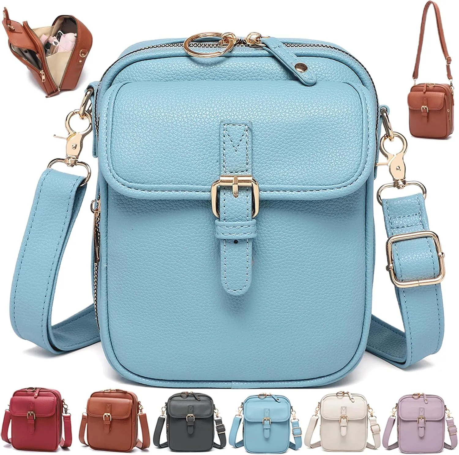 Collaboraten1 Crossbody Leather Bag, Urvashi Crossbody Bag, Vintage Anti Theft Shoulder Purse, Built in Wallet