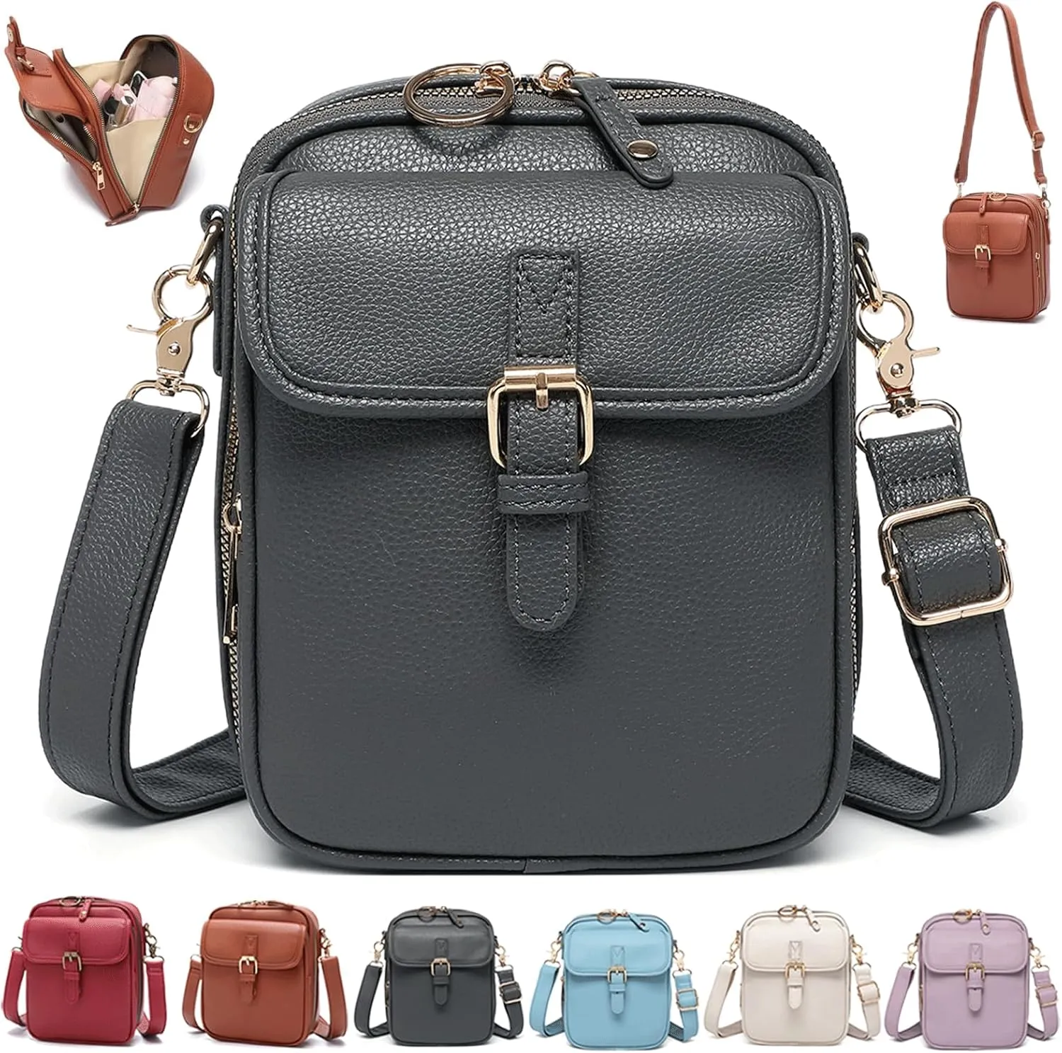 Collaboraten1 Crossbody Leather Bag, Urvashi Crossbody Bag, Vintage Anti Theft Shoulder Purse, Built in Wallet