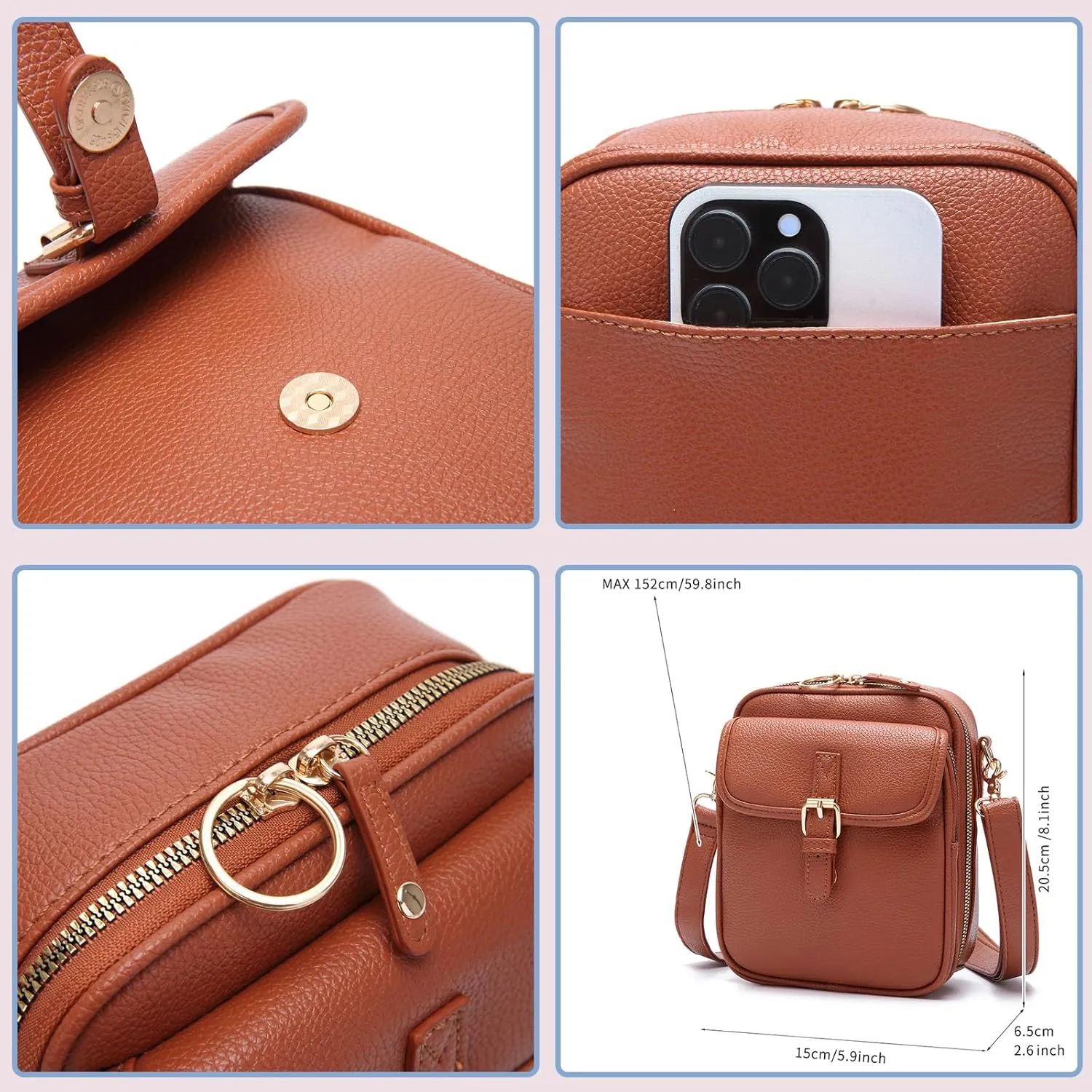 Collaboraten1 Crossbody Leather Bag,Tojoyride Anti Theft Shoulder Bags, Large Capacity Vintage Messenger Bag with Card Slots