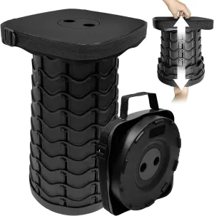 Collapsible Stools Folding Chair, Upgrade Square Telescoping Stool, Portable Retractable Stool Foldable Stools for Camping Gardening Fishing Hiking BBQ (Black)