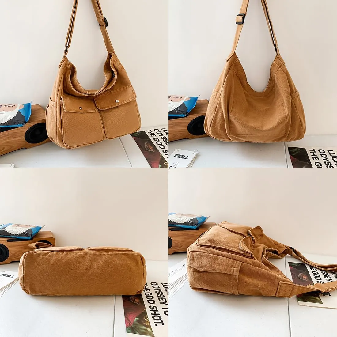 Collsants Messenger Bag Hobo Crossbody Bags for Women Canvas Bag Crossbody Tote Bag Shoulder Bag