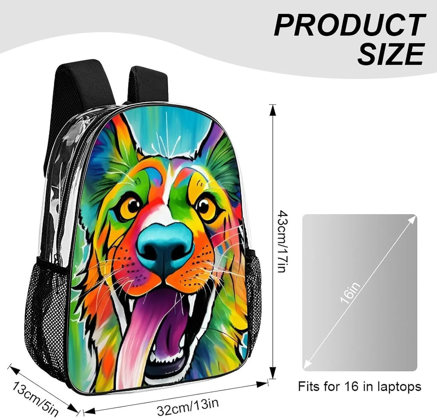 Colorful Dog Rucksacks Lightweight Multipurpose Anti-Theft Shoulder Bag Large Capacity Business Computer Bag Transparent Bag