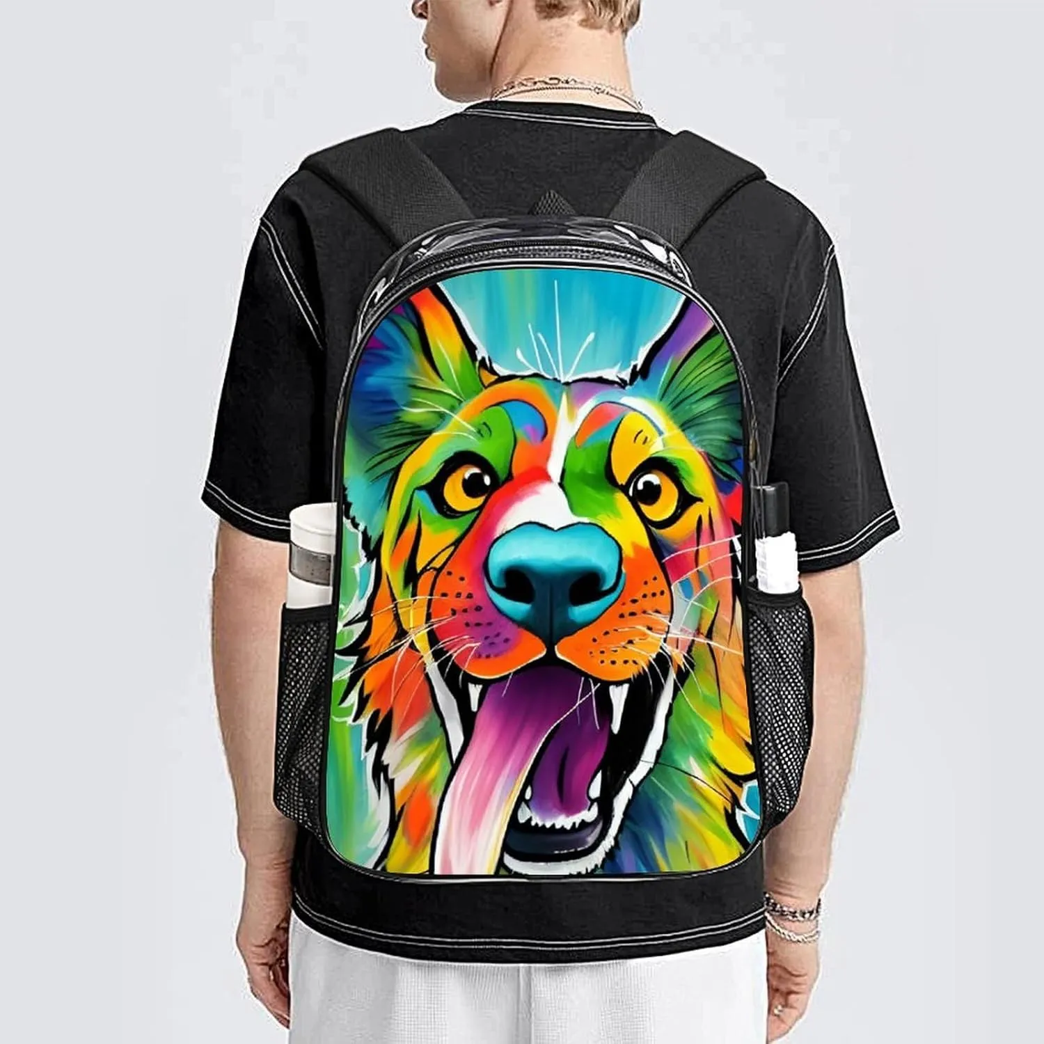 Colorful Dog Rucksacks Lightweight Multipurpose Anti-Theft Shoulder Bag Large Capacity Business Computer Bag Transparent Bag