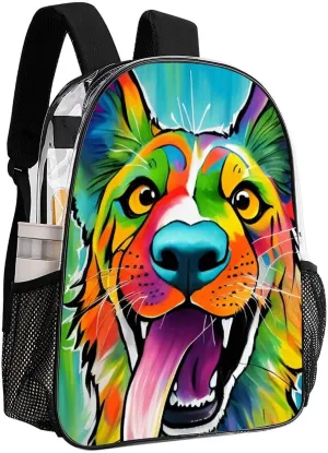 Colorful Dog Rucksacks Lightweight Multipurpose Anti-Theft Shoulder Bag Large Capacity Business Computer Bag Transparent Bag