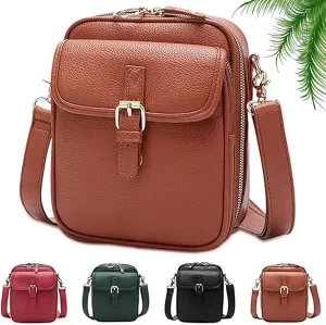Comebybuy Vintage Large Capacity Messenger Bag, Purse Vintage Mini Messenger Bag with Ten Card Packs, Anti-Skimming Bag