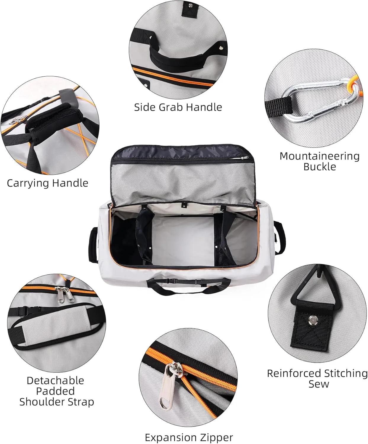 CONTAIL 32” Soft-side 110L Expandable 140L Rolling Duffle Bag with 2 Inline Wheels,Convertible Weekend Travel Bag with Bungee-Cord System,Grey