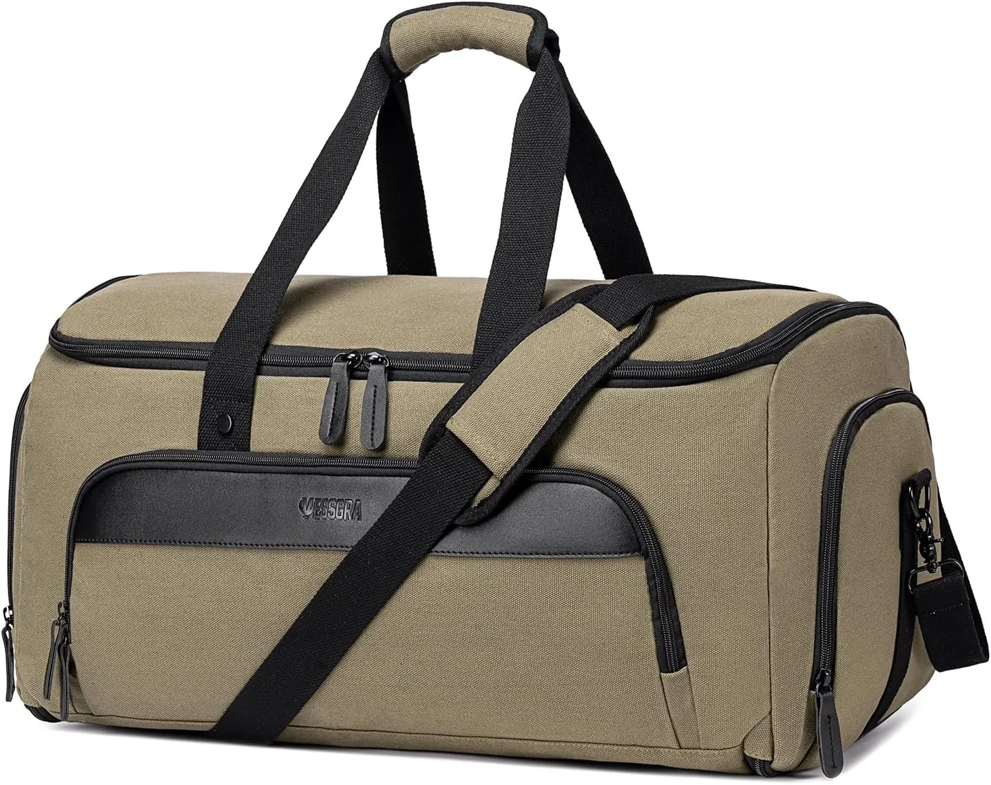 Convertible Garment Bag for Travel, Carry on Garment Duffle Bags for Travel, Canvas Garment Duffle Bag for Men Women with Shoe Compartment - 2 in 1 Hanging Suitcase Suit Travel Bags-Army Green