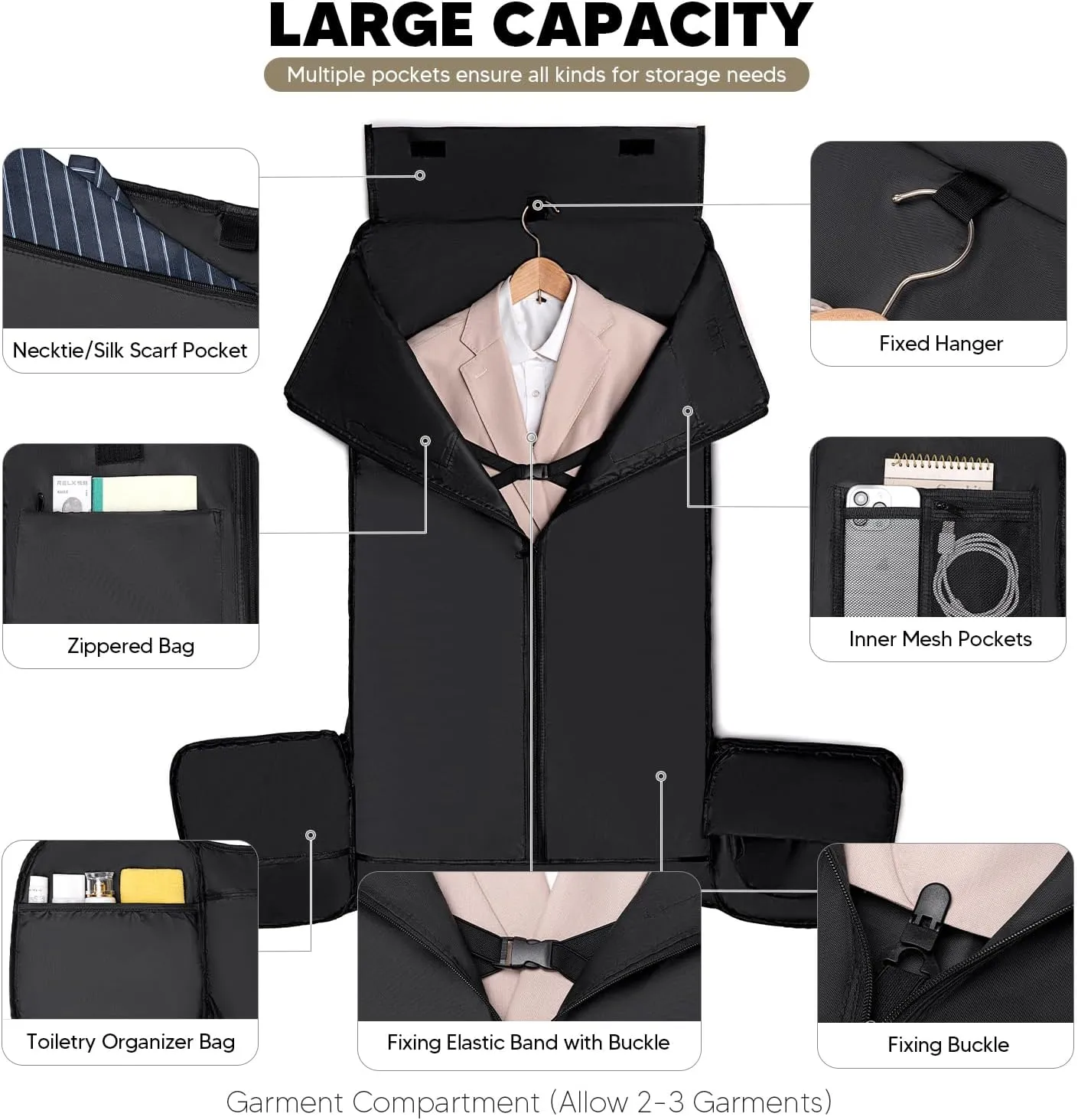 Convertible Garment Bag for Travel, Carry on Garment Duffle Bags for Travel, Canvas Garment Duffle Bag for Men Women with Shoe Compartment - 2 in 1 Hanging Suitcase Suit Travel Bags-Army Green