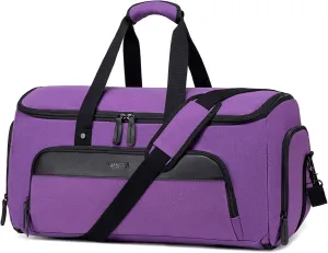 Convertible Garment Bag for Travel, Carry on Garment Duffle Bags for Travel, Canvas Garment Duffle Bag for Men Women with Shoe Compartment - 2 in 1 Hanging Suitcase Suit Travel Bags-Purple