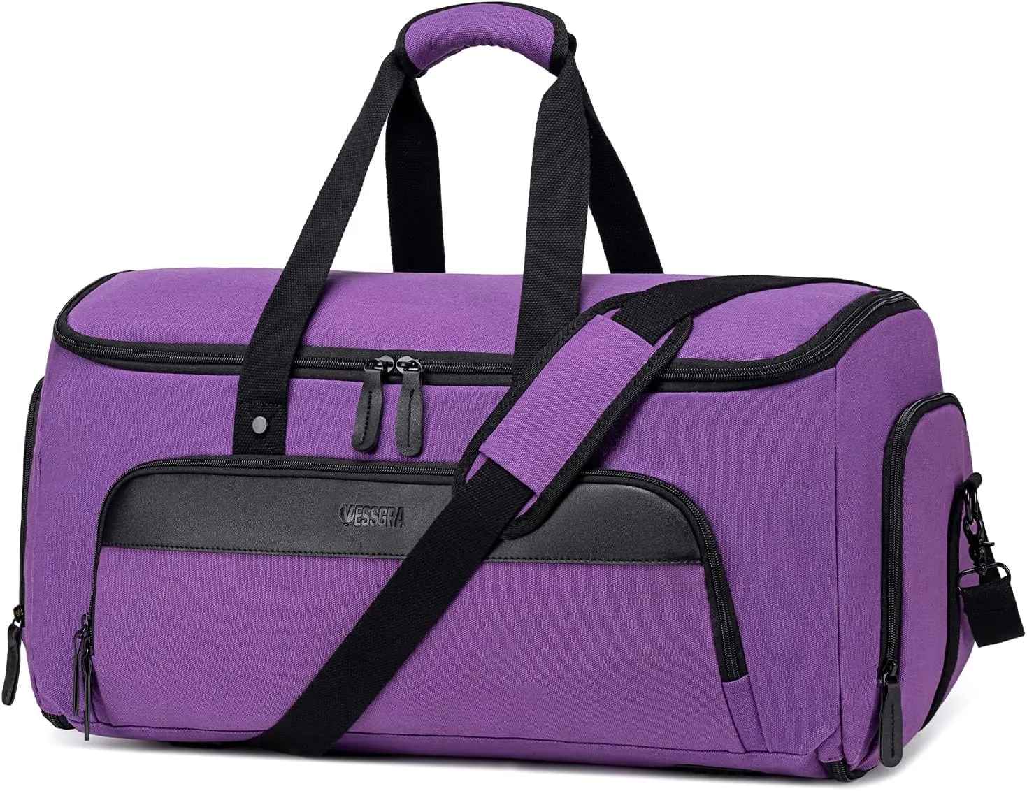 Convertible Garment Bag for Travel, Carry on Garment Duffle Bags for Travel, Canvas Garment Duffle Bag for Men Women with Shoe Compartment - 2 in 1 Hanging Suitcase Suit Travel Bags-Purple
