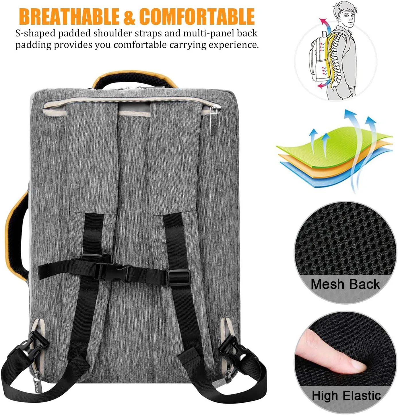 Convertible Laptop Shoulder Bag Messenger Bag Sleeve Case for Men Women Work Travel 13 14 15 15.6 16 17 17.3 Inch