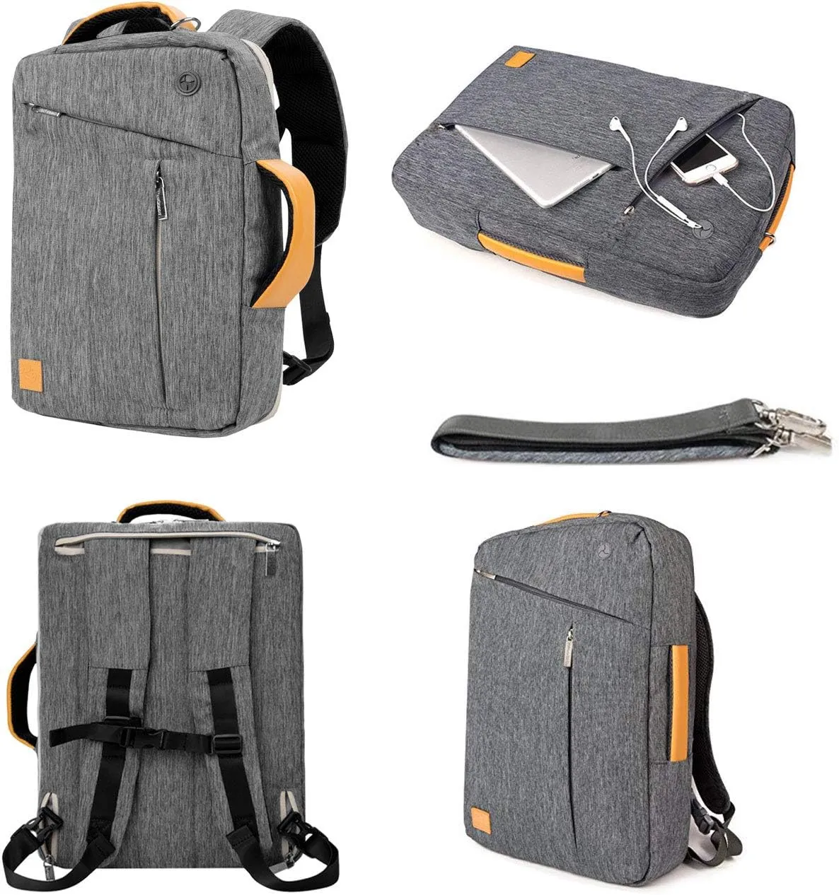 Convertible Laptop Shoulder Bag Messenger Bag Sleeve Case for Men Women Work Travel 13 14 15 15.6 16 17 17.3 Inch