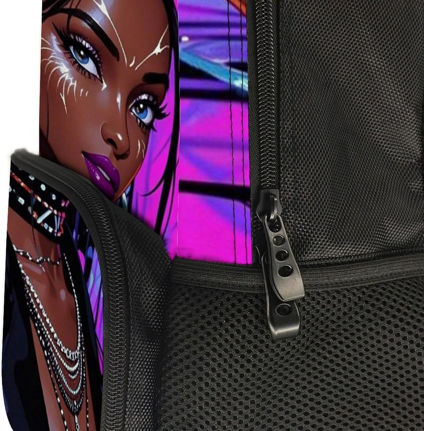 Cool African American Woman Bold And Colorful Art Rucksacks Polyester Anti-Theft Multipurpose Carry On Bag Large Capacity Gym Outdoor Hiking Backpack With Smooth Zippers