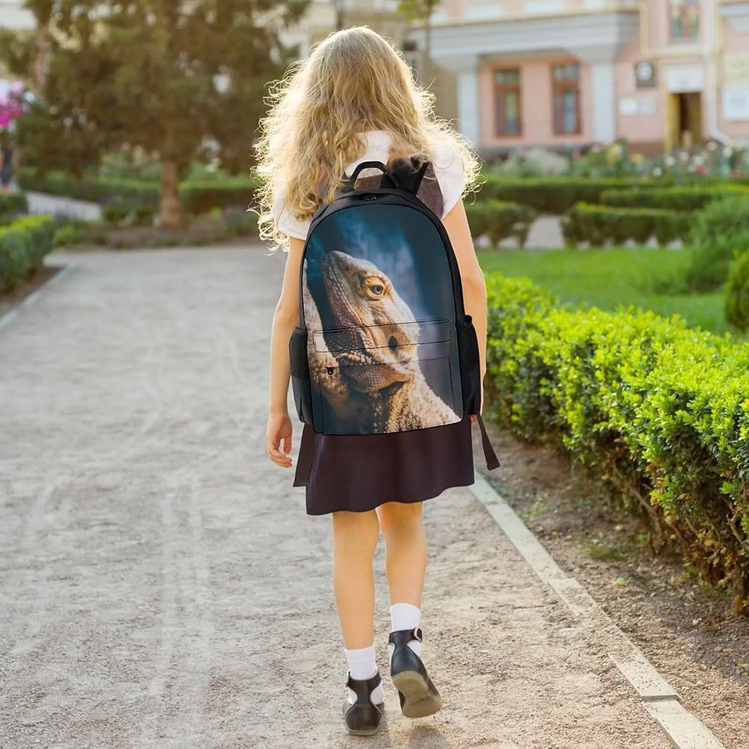 Cool Bearded Dragon Lizards Animal Art Rucksacks Lightweight Multipurpose Anti-Theft Shoulder Bag Big Capacity Traveling & Camping Backpack With Side Pockets