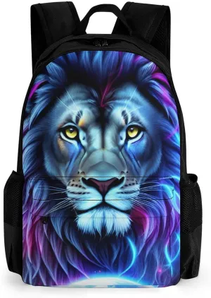 Cool Lion In The Universe Surreal Style Art Rucksacks Lightweight Multipurpose Anti-Theft Shoulder Bag Big Capacity Traveling & Camping Backpack With Side Pockets