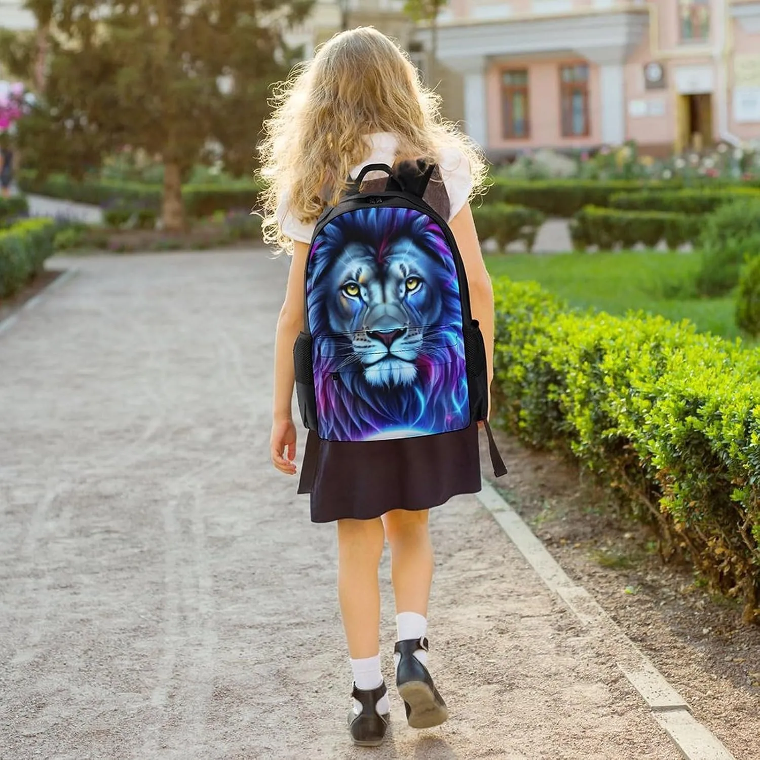 Cool Lion In The Universe Surreal Style Art Rucksacks Lightweight Multipurpose Anti-Theft Shoulder Bag Big Capacity Traveling & Camping Backpack With Side Pockets