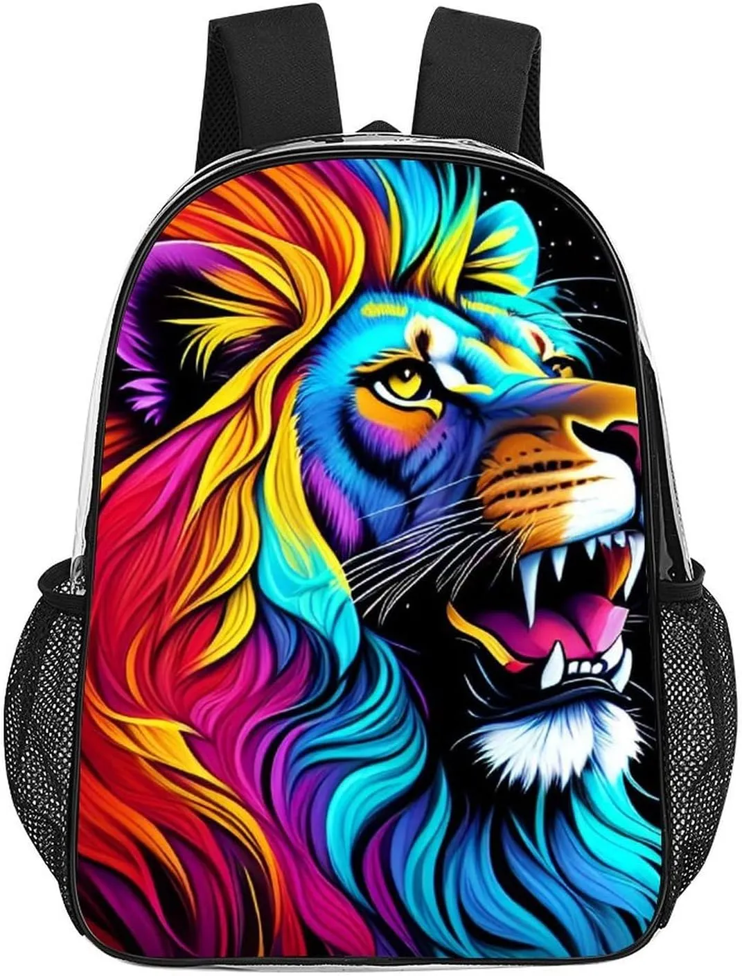 Cool Lion In The Universe Surreal Style Splatter Art Rucksacks Lightweight Multipurpose Anti-Theft Shoulder Bag Big Capacity Laptop Book Bag Rucksack Transparent Bag