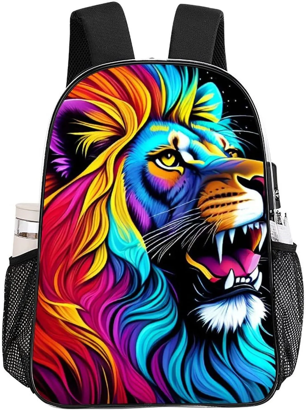 Cool Lion In The Universe Surreal Style Splatter Art Rucksacks Lightweight Multipurpose Anti-Theft Shoulder Bag Big Capacity Laptop Book Bag Rucksack Transparent Bag