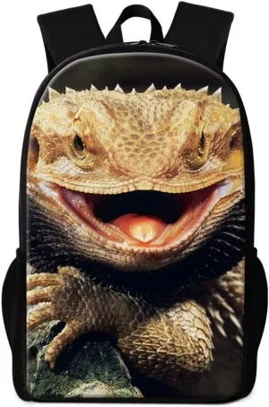 Cool Lizard Prints School Backpack for Guy Boys Cute Animal Bagpack Personalized Satchel Patterns