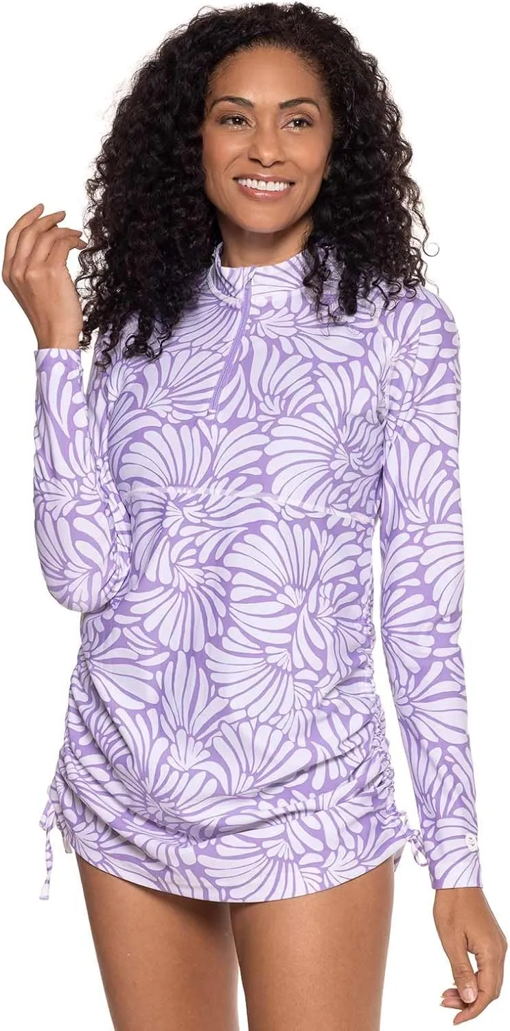 Coolibar UPF 50  Women's Lawai Ruche Swim Shirt - Sun Protective